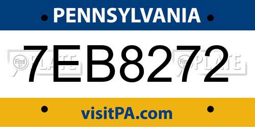 7EB8272 Pennsylvania License Plate