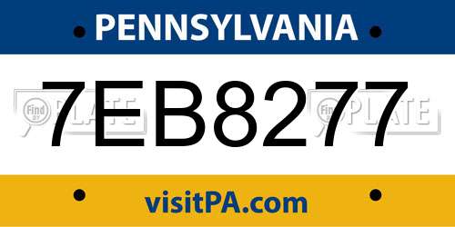 7EB8277 Pennsylvania License Plate