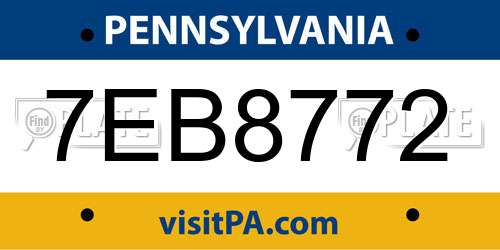 7EB8772 Pennsylvania License Plate