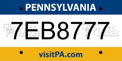 7EB8777 Pennsylvania License Plate