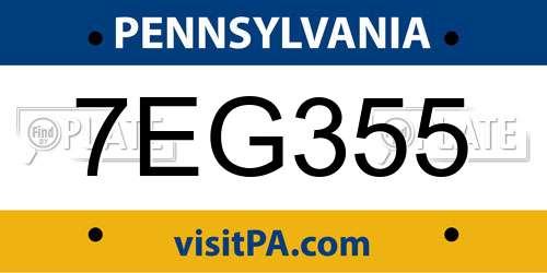 7EG355 Pennsylvania License Plate