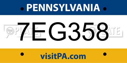 7EG358 Pennsylvania License Plate