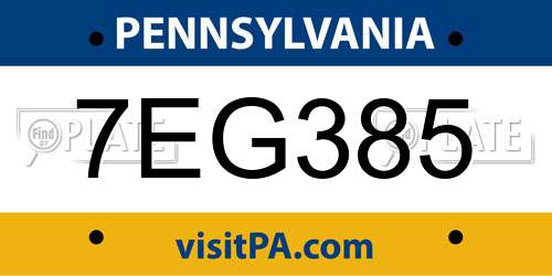 7EG385 Pennsylvania License Plate