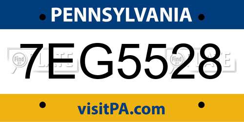 7EG5528 Pennsylvania License Plate