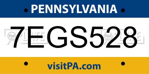 7EGS528 Pennsylvania License Plate