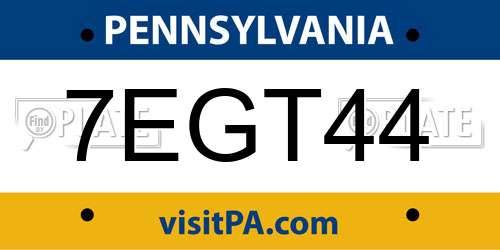 7EGT44 Pennsylvania License Plate