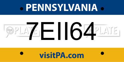7EII64 Pennsylvania License Plate