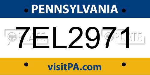 7EL2971 Pennsylvania License Plate