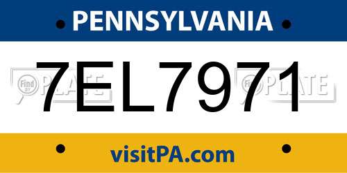 7EL7971 Pennsylvania License Plate