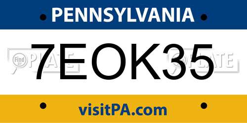 7EOK35 Pennsylvania License Plate