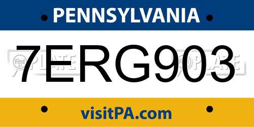 7ERG903 Pennsylvania License Plate