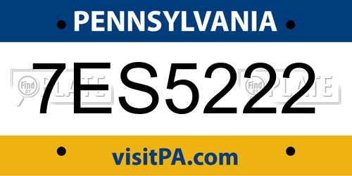 7ES5222 Pennsylvania License Plate