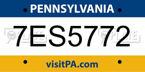 7ES5772 Pennsylvania License Plate