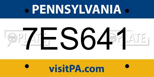 7ES641 Pennsylvania License Plate