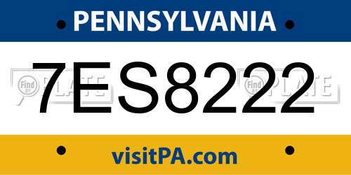 7ES8222 Pennsylvania License Plate