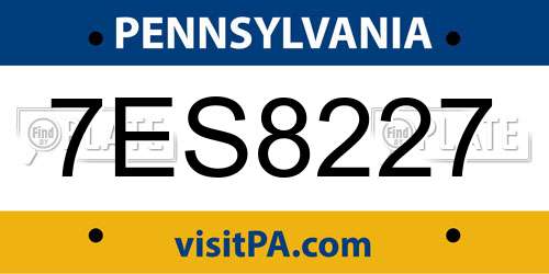 7ES8227 Pennsylvania License Plate