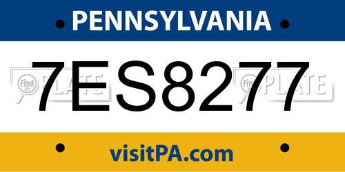 7ES8277 Pennsylvania License Plate