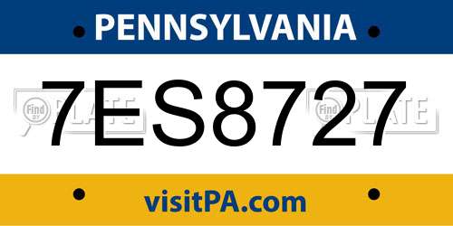 7ES8727 Pennsylvania License Plate