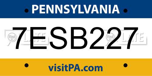 7ESB227 Pennsylvania License Plate