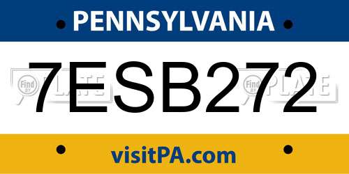 7ESB272 Pennsylvania License Plate