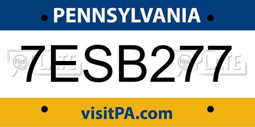 7ESB277 Pennsylvania License Plate