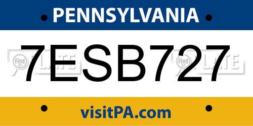 7ESB727 Pennsylvania License Plate