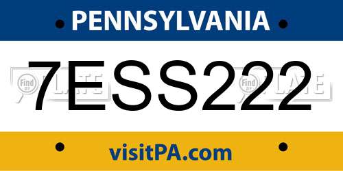 7ESS222 Pennsylvania License Plate