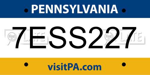 7ESS227 Pennsylvania License Plate