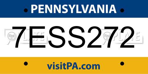 7ESS272 Pennsylvania License Plate