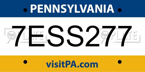 7ESS277 Pennsylvania License Plate