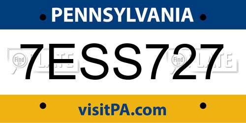 7ESS727 Pennsylvania License Plate