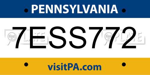 7ESS772 Pennsylvania License Plate
