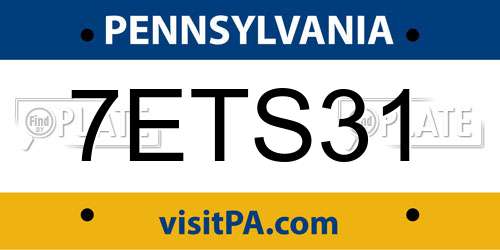 7ETS31 Pennsylvania License Plate