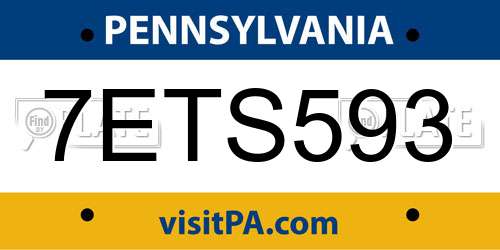 7ETS593 Pennsylvania License Plate