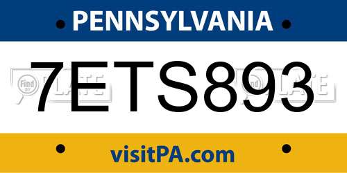 7ETS893 Pennsylvania License Plate