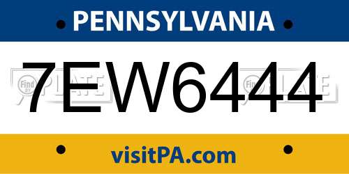 7EW6444 Pennsylvania License Plate