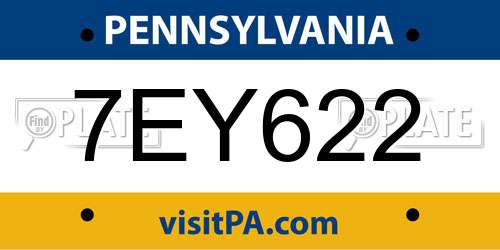 7EY622 Pennsylvania License Plate