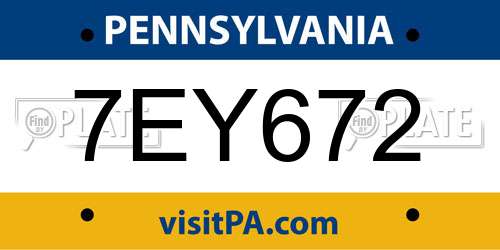 7EY672 Pennsylvania License Plate