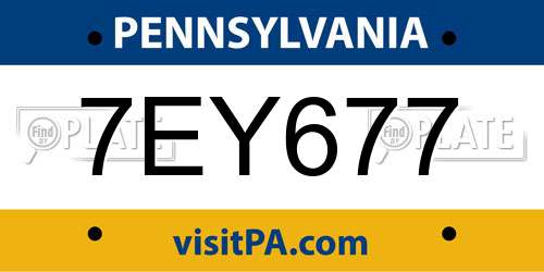 7EY677 Pennsylvania License Plate