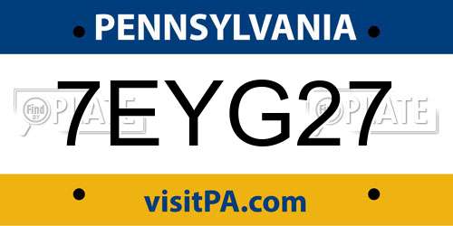 7EYG27 Pennsylvania License Plate