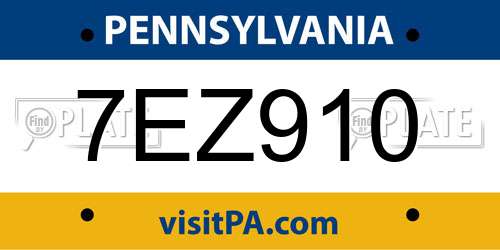 7EZ910 Pennsylvania License Plate