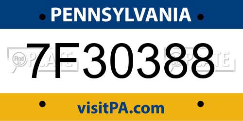 7F30388 Pennsylvania License Plate