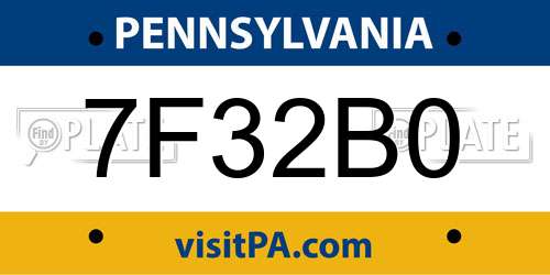 7F32B0 Pennsylvania License Plate