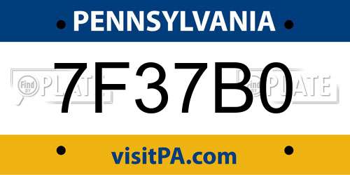 7F37B0 Pennsylvania License Plate