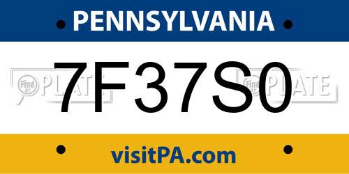 7F37S0 Pennsylvania License Plate
