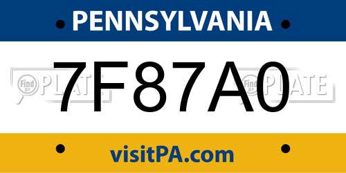 7F87A0 Pennsylvania License Plate