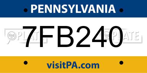 7FB240 Pennsylvania License Plate