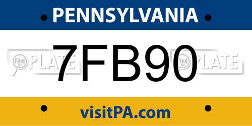 7FB90 Pennsylvania License Plate