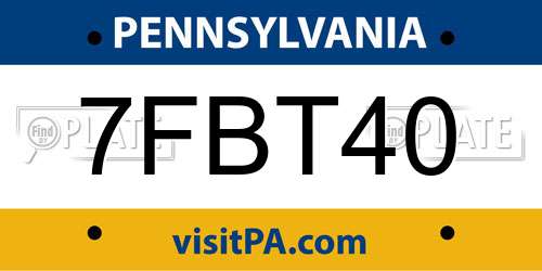 7FBT40 Pennsylvania License Plate