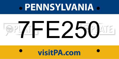 7FE250 Pennsylvania License Plate